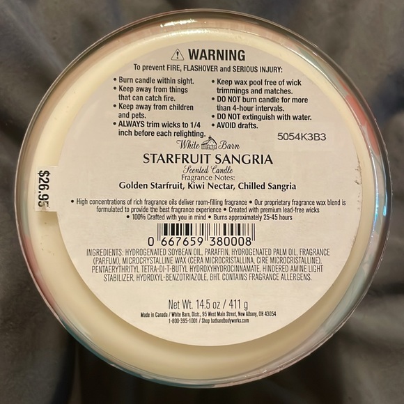 ***Relisting Soon*** White Barn Starfruit Sangria 3 wick candle - Picture 4 of 4